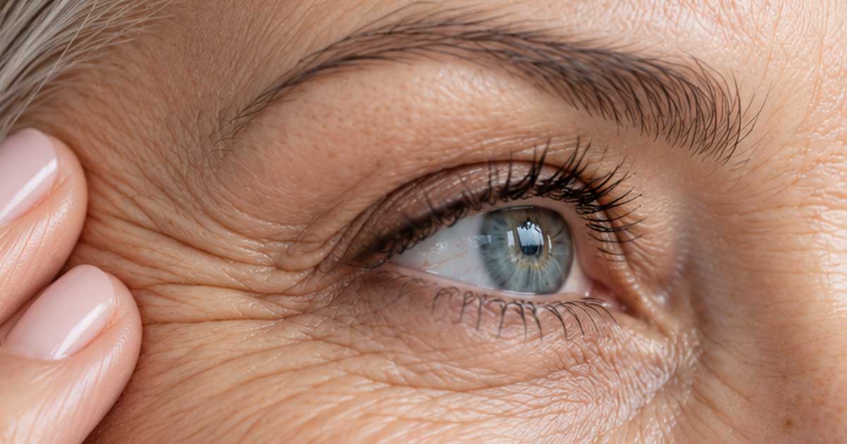 A womans eye with wrinkles